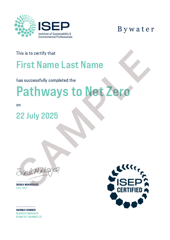 Pathways to Net Zero Certificate